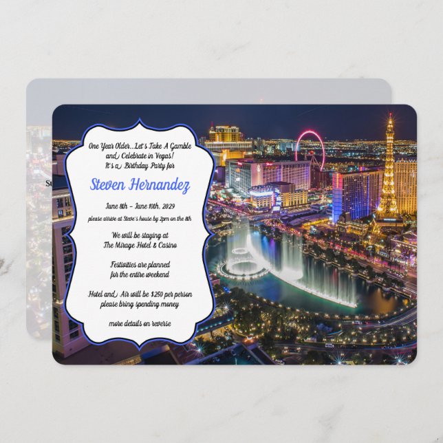 Viva Las Vegas Party Invitation (Front/Back)