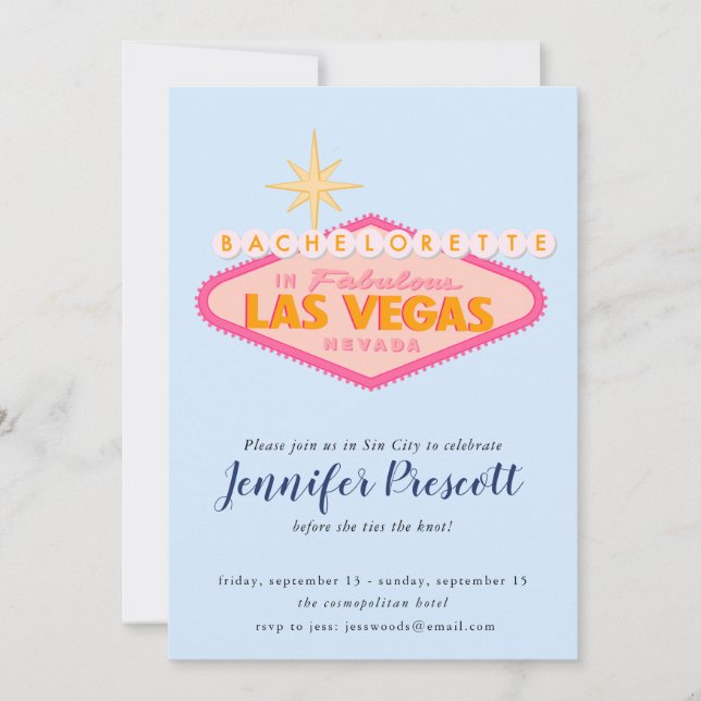 Viva Las Vegas Sign Bachelorette Party Invitation (Front)