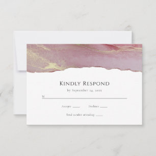 Viva Magenta Abstract Wedding RSVP Response Card
