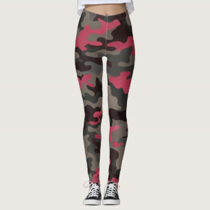 Viva Magenta and Grey Camo Leggings