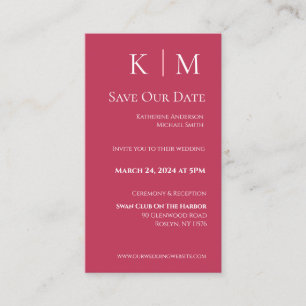 Viva Magenta and White-Modern-Save the Date- Business Card