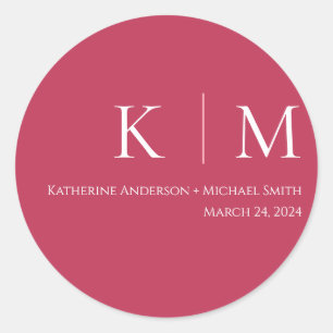 Viva Magenta and White-Wedding- Classic Round Sticker