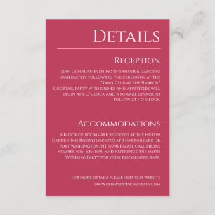 Viva Magenta and White-Wedding Details- Enclosure Card
