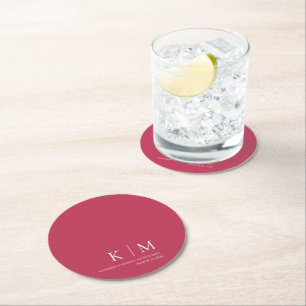 Viva Magenta and White-Wedding Paper Coaster