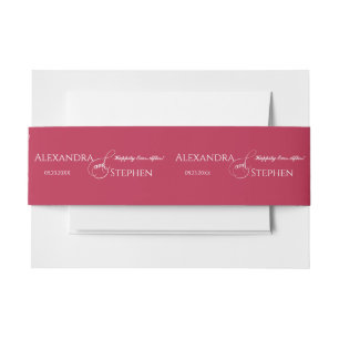 Viva Magenta Chic Calligraphy Couple Name Wedding Invitation Belly Band