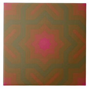 Viva Magenta Fir Green Stars Pattern Ceramic Tile