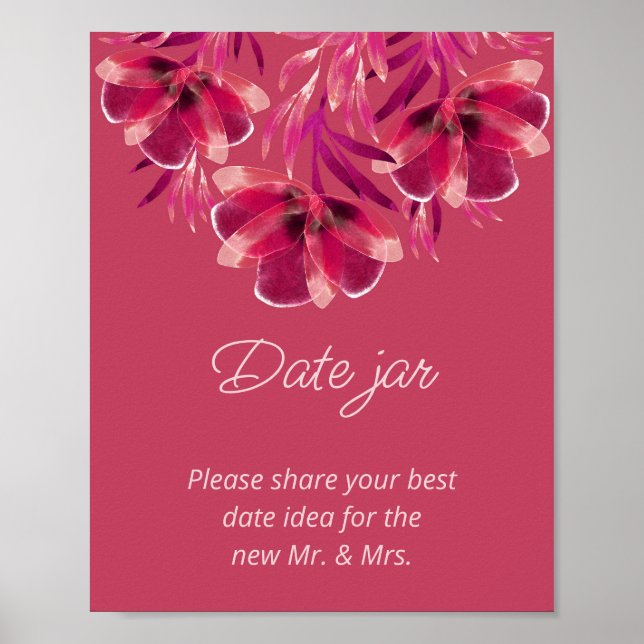 Viva Magenta, Floral date jar bridal shower   Poster (Front)