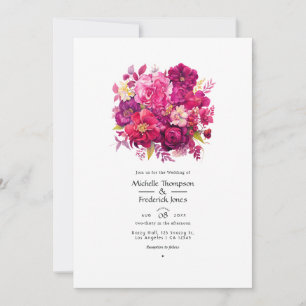 Viva Magenta Floral Wedding Invitation