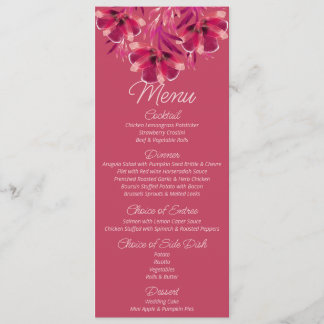 Viva Magenta floral Wedding Menu