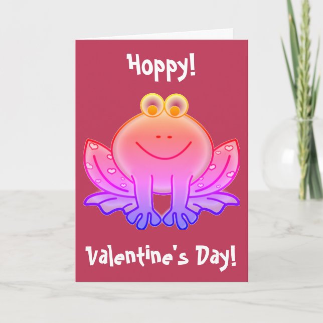 Viva Magenta Funny Frog Valentines Day Holiday Card (Front)