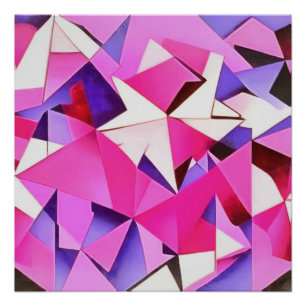 Viva Magenta Geometric Hydrangea Abstract Art Poster