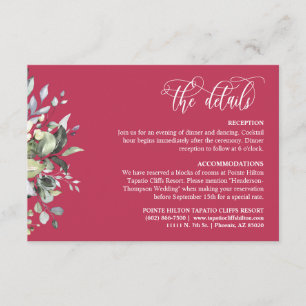 Viva Magenta Greenery QR Code Details Card 5x3.5"