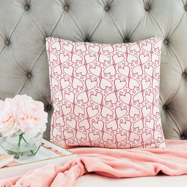 Viva Magenta Heart-Patterned Throw Pillow (Creator Uploaded)