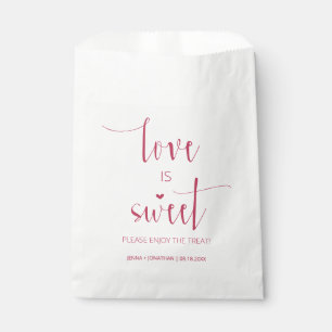 Viva Magenta Minimal Script Love is Sweet Wedding Favour Bag