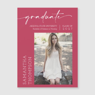 Viva Magenta Minimal Script Photo Graduate Magnet