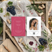 Viva Magenta Modern Arch QR Code Wedding Photo