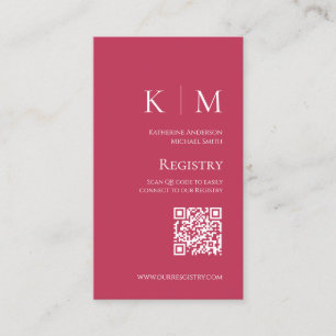 Viva Magenta- Monogram-Modern-Wedding Registry- Business Card