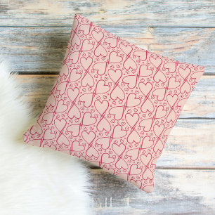 Viva Magenta & Pale Dogwood Heart-Patterned Cushion