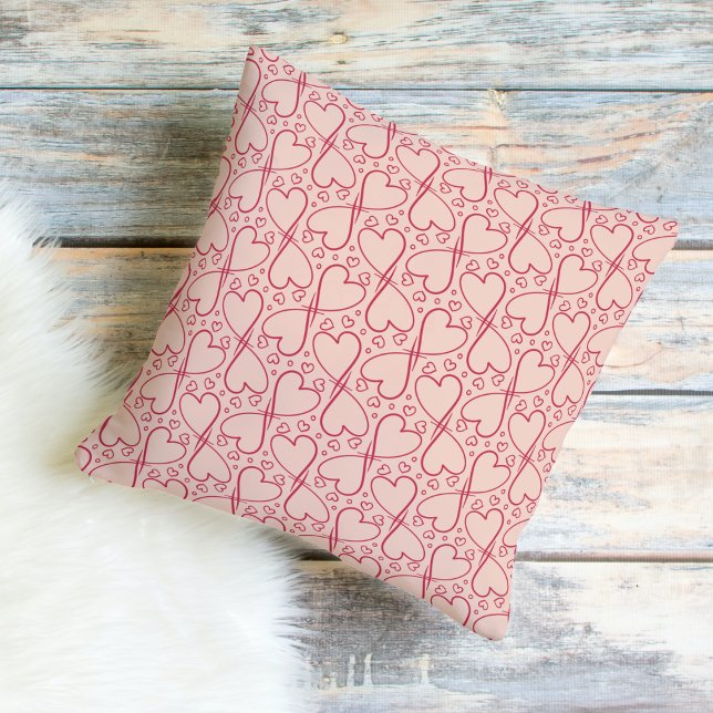 Viva Magenta & Pale Dogwood Heart-Patterned Cushion (Creator Uploaded)