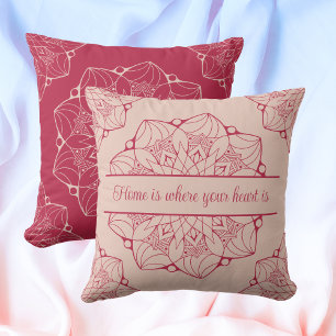 Viva Magenta & Pale Dogwood Mandala Personalised Cushion