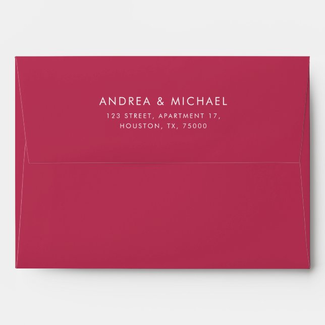 Viva Magenta Pink Modern Minimalist Wedding Envelope (Back (Top Flap))