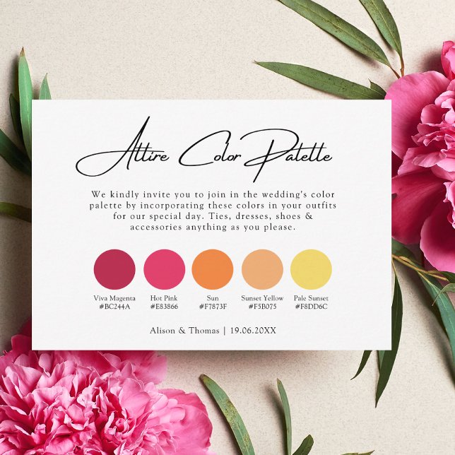 Viva Magenta | Sunset Yellow Wedding Colour Palett Enclosure Card (Creator Uploaded)