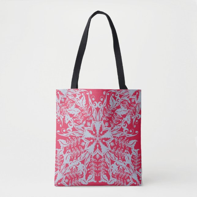 Viva Magenta Tote Bag with Silver Decor (Front)