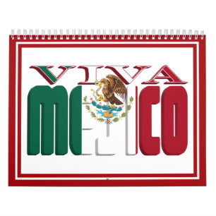 VIVA MEJICO Mexican Flag Text Calendar