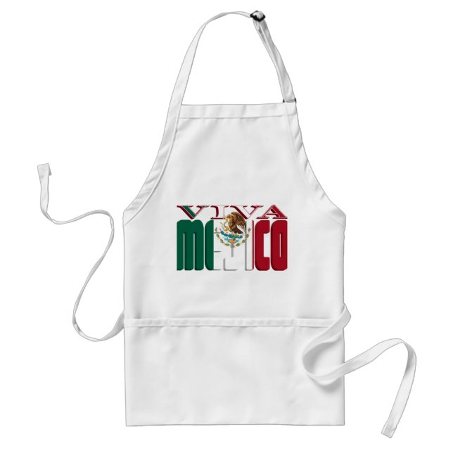VIVA MEJICO Mexican Flag Text Standard Apron (Front)