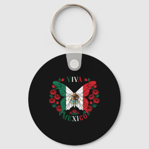 Viva Mexico Butterfly Rose  Key Ring