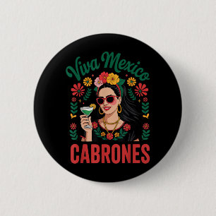 Viva Mexico Cabrones Women Mexican Flag 6 Cm Round Badge
