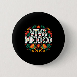 Viva mexico colourful folk art mexican independenc 6 cm round badge