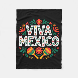 Viva mexico colourful folk art mexican independenc fleece blanket