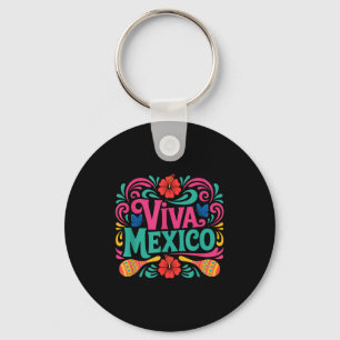 Viva mexico colourful folk art mexican independenc key ring