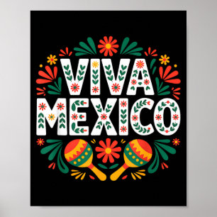 Viva mexico colourful folk art mexican independenc poster