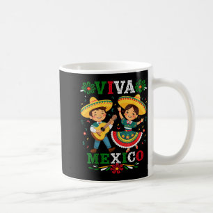Viva Mexico Cute Cartoon Mexican Boy & Girl In Coffee Mug