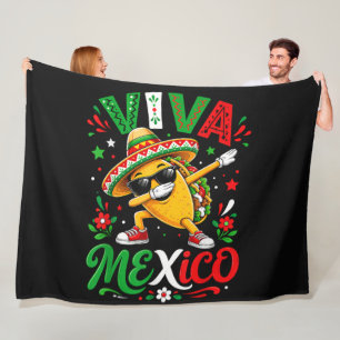 Viva Mexico Dabbing Taco Funny Sombrero Fleece Blanket