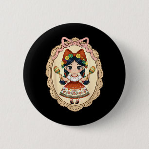 Viva Mexico Fiesta Mexican Independence Day Girls 6 Cm Round Badge