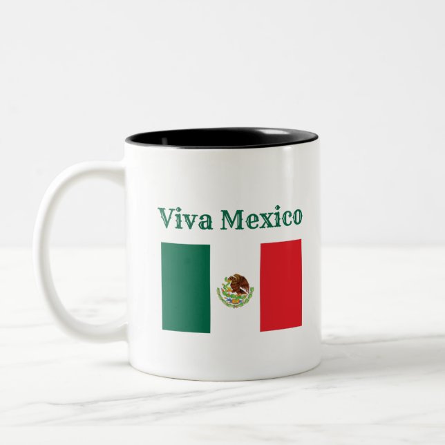 Viva Mexico Flag Two-Tone Coffee Mug (Left)
