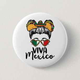 Viva Mexico Girl Cinco De Mayo Mexican Independenc 6 Cm Round Badge