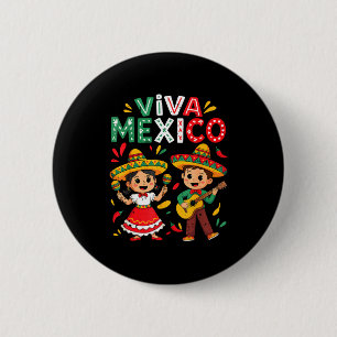 Viva mexico guitar boy girl mexican independence 6 cm round badge
