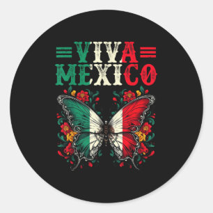 Viva Mexico Independence Butterfly Flag Mexico Gir Classic Round Sticker