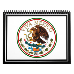 Viva Mexico Mexican Flag Icon w/ Gold Text Calendar