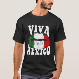 Viva Mexico Mexican Flag Lips Latino Maracas Cinco T-Shirt