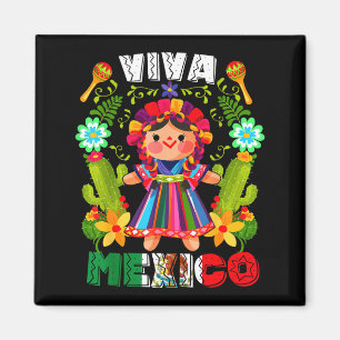 Viva mexico mexican girl flowers independence day magnet