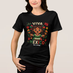 Viva Mexico Mexican Girl Independence Day Women Tri-Blend Shirt