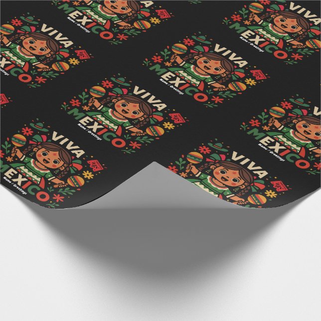 Viva Mexico Mexican Girl Independence Day Women  Wrapping Paper (Corner)