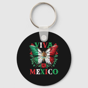 Viva Mexico Mexican Independence Day Butterfly Fla Key Ring