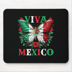 Viva Mexico Mexican Independence Day Butterfly Fla Mouse Pad