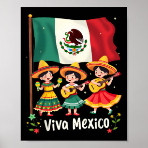 Viva Mexico Mexican Independence Day Guitar Girls Poster